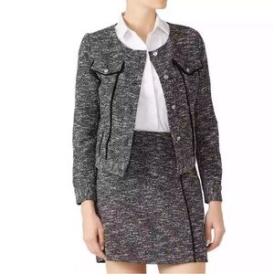 Slate & Willow Tweed Womens Cropped Black Blazer Jacket size XS